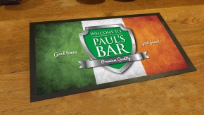 Personalised Irish flag chrome shield bar runner mat