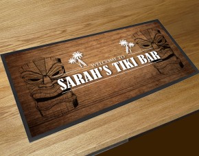 Personalised wood Tiki bar runner mat
