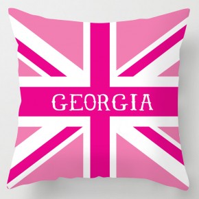 Personalised Pink union jack cushion