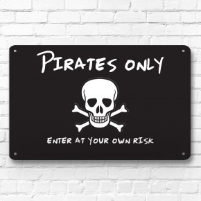 Pirates Only - children's door room metal sign