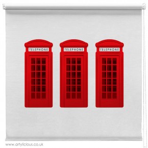 3 Red phone boxes printed blind