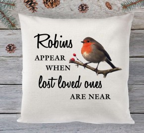 Robins appear, christmas cushion