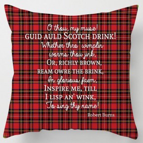 Scotch drink Whisky, Burns poem tartan cushion