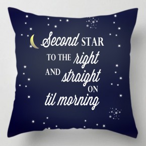 Second star til morning peter pan quote cushion