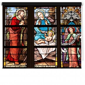 Stained Glass Church Nativity printed blind