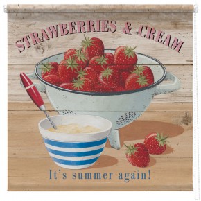 Strawberries and cream printed blind martin wiscombe