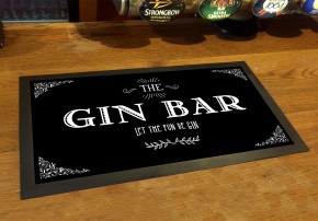 Gin Bar runner black vintage style bar mat