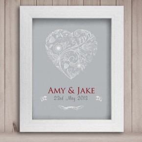 Personalised wedding heart print
