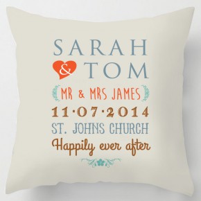 Personalised wedding names/words cushion
