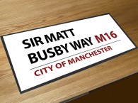 Matt Busby football street sign bar runner