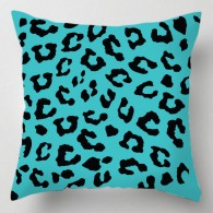 Aqua leopard print cushion