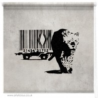 Banksy barcode leopard printed blind