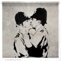 Banksy Kissing Policemen printed blind