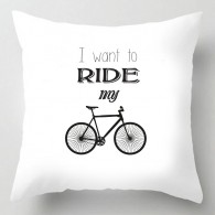 I want to ride my bicycle typography decorative cushion