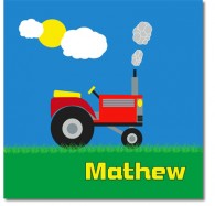 Personalised tractor childrens canvas art