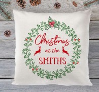 Personalised Family Christmas (wreath) cushion