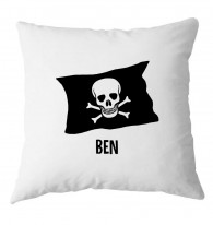 Personalised Pirates, crossbones flag childrens cushion
