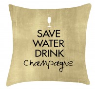 save water drink champagne cushion