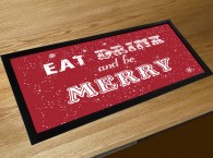 Eat, drink and be Merry Christmas quote bar runner counter mat