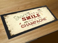 Start the day with a smile and end it with Champagne quote vintage retro bar runner