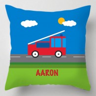 Childrens personalised fire truck cushion