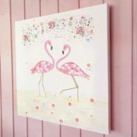 flamingo love illustration canvas