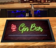 Gin Bar, neon lights brick bar runner mat