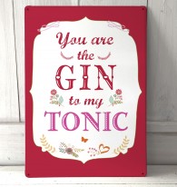 You're the Gin to my Tonic metal sign