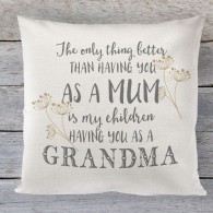 Having you as a Grandma quote linen cushion