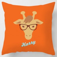 Personalised orange cartoon giraffe cushion
