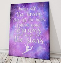 Gymnastic quote Jump off the bars sign and canvas art