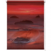 Red seascape printed blind