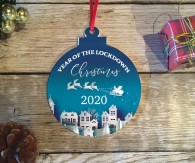 Christmas 2020 Lockdown Acrylic bauble hanging tree decoration