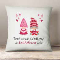Valentine Gnomes in Lockdown linen cushion