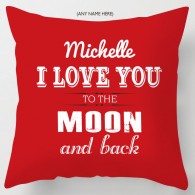 Love you to the moon and back personalised valentine cushion