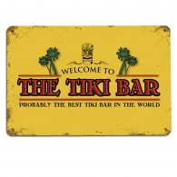 The Tiki Bar yellow wall metal sign