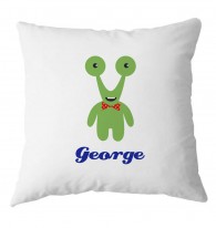 Personalised Green Alien monster childrens cushion