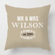 Mr & Mrs wedding personalised cushion