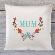 Mum floral linen cushion