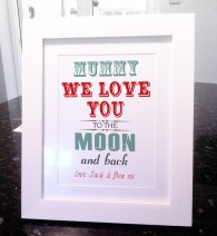 Mummy Love you to the moon and back personalised canvas art and print