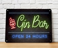 The Gin bar neon brick wall metal sign