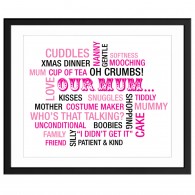 Personalised Mothers day words montage cloud canvas art print 