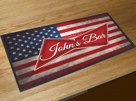 Personalised American flag beer label bar runner mat