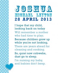 Personalised baby poem christening print
