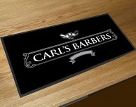Personalised Barbers shop moustache bar runner counter mat