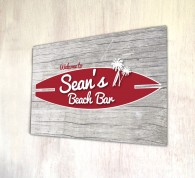 Personalised Beach bar wood effect sign