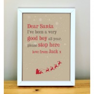 dear santa personalised christmas print