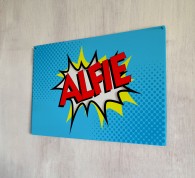 Personalised Blue Comic Name Sign