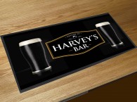 Personalised welcome Stout glasses bar runner mat