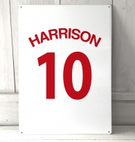 Personalised White football shirt Sign